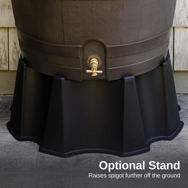 RTS Home Accents 50-Gallon Rain Barrel with Brass Spigot, Flat