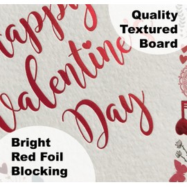 Valentines Card. Heart Design with Red foil on textured card. Eco-friendly. 4pp 150x150mm size. Valentine's Card with Red Envelope. Verse inside. Printed and Packed in UK.