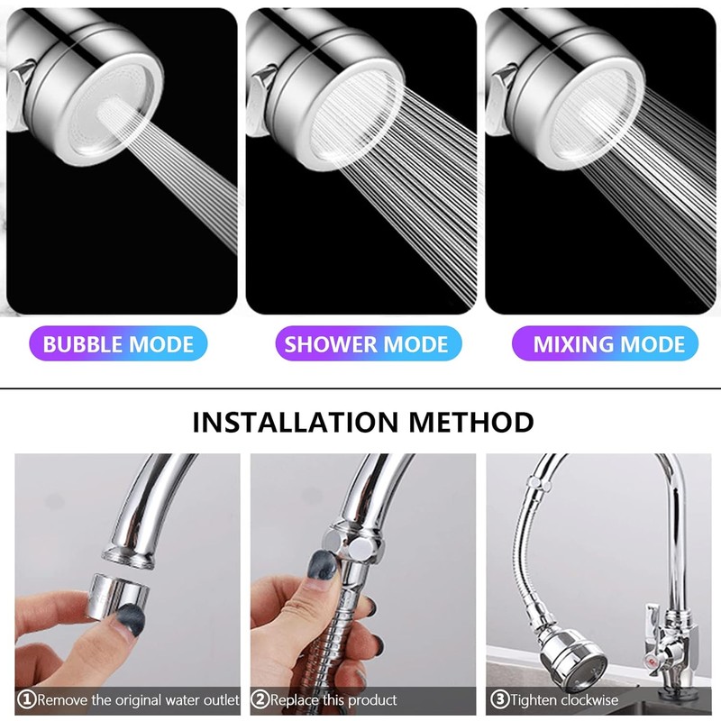 3 piezas de cabezal de llave de cocina, aireador de