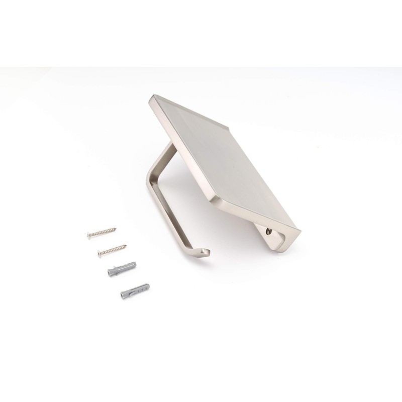 Linkaa Brushed Nickel Toilet Paper Holder with Shelf,Wall Mount Bath