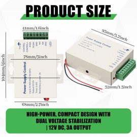 Yunsailing 2 Pack K80 12V 3A Power Supply Control for Door Access Control System, Video Doorbell, Magnetic Lock Input AC 110-240V 50-60HZ, Output DC 12V 3A with NO/NC Mode