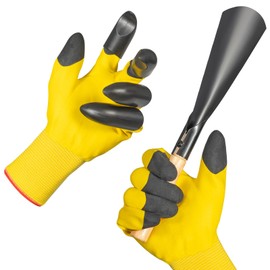 zoeteoz Multi Functional Gardening Glove/Work Glove, With Detachable Claws and Trowel (1, Yellow)