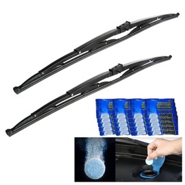 2Pcs 24" Heavy Duty Windshield Saddle Mount Wiper Blade Replacement for Motorhome Recreational Vehicle RV and Bus with 20 Pieces Car Concentrated Washer Tablets 16.5mm