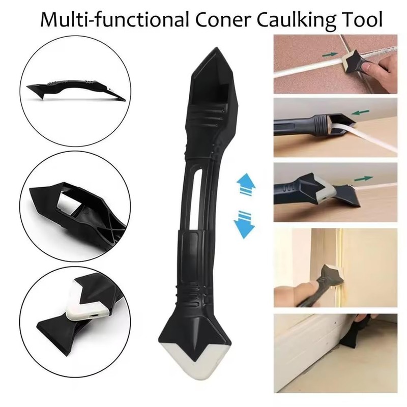 2 Pack 3-IN-1 Caulk Tool for Removal and Application, for