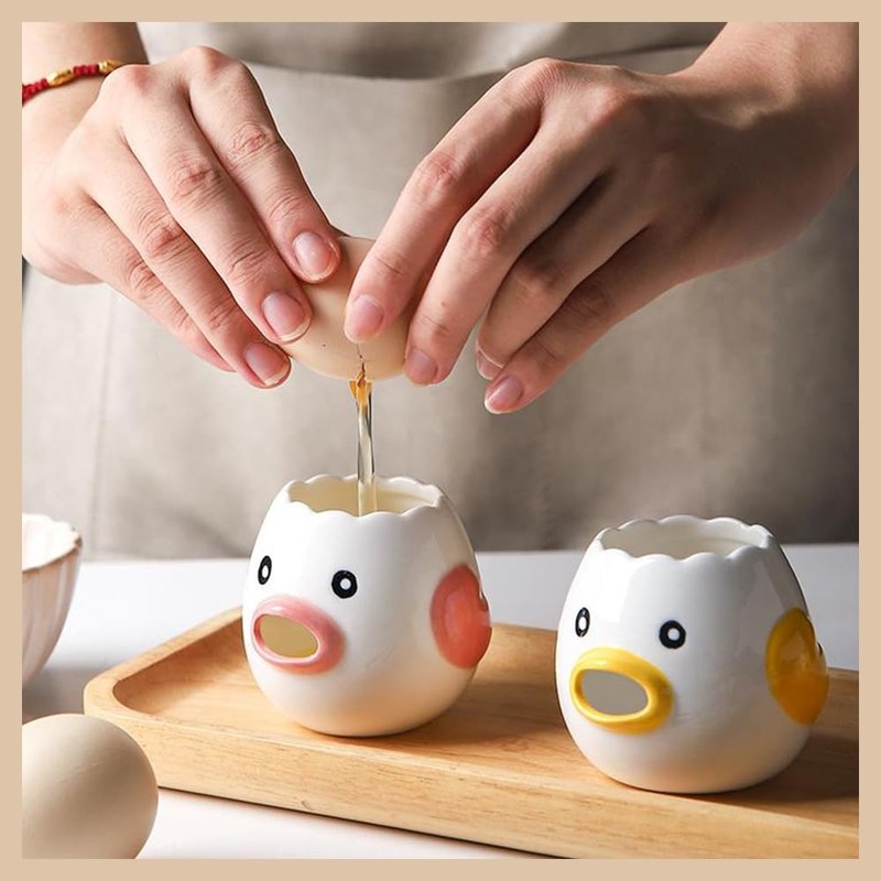 Egg Separator, Egg Yolk Separator, Egg White Separator, Ceramic, Chicken