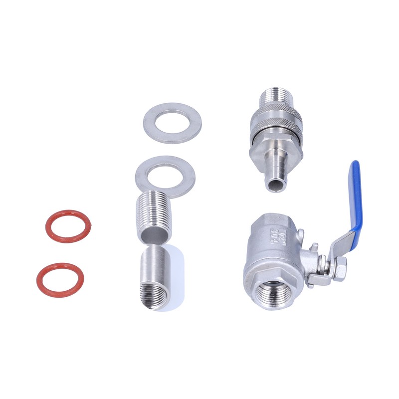 Weldless Kettle Valve Kit 1/2in BSP Ball Valve Quick Connector