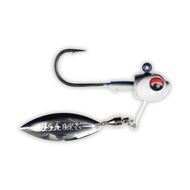 U.S.A. BASS TACKLE Mark-27 Underspin Swimbait Jig Head Tackle Built for Giant Largemouth Smallmouth Spotted Bass - Custom Blades, Paint, Owner Hooks (Threadfin Shad, 3/4oz - 5/0 Hook)