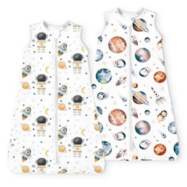 TOTBASIC Extra Large Toddler Sleep Sack, Light Summer Wearable Blanket Baby Sleeping Bag with 2-way Zipper, Ultra Soft Breathable Sleepsacks for 24-36-48 Months 2T-3T-4T, 2 Pack(Planet Explorers)