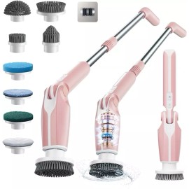 Electric Spin Scrubber, Shower Scrubber with Long Handle & 8 Replaceable Heads, 