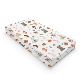 Camping Woodland Animals Changing Pad Cover Cute Bear Raccoon Squirrel Deer Rabbit Hedgehog Owl Change Table Cover for Boys Girls Soft Stretch Fitted Diaper Changing Mat Sheets 32''x16''