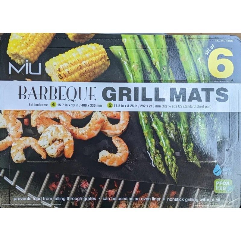 Miu Barbeque Grill Mats Reusable Grilling Sheets 2 sizes Set