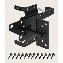 Black Heavy Duty Self-Locking Gate Latch Fits Outdoor Garden, Metal Gates Vinyl Fence Post Mount Automatic Gate Lock Gravity Door Latch Hardware