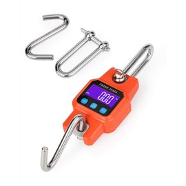 Klau Portable Rechargeable Crane Scale 300 kg / 600 lb Heavy Duty Digital Hanging Scales LCD Display with Backlight Orange for Home Farm Hunting Outdoor