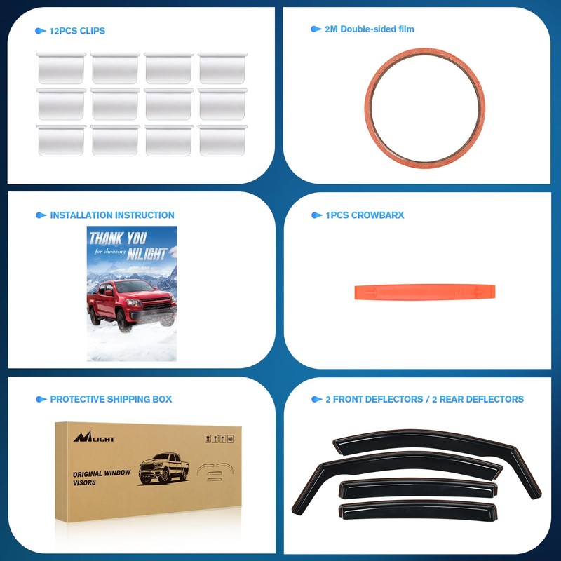 Nilight Vent Window Visors for Crosstrek 2018-2023 Impreza Hatchback 2017