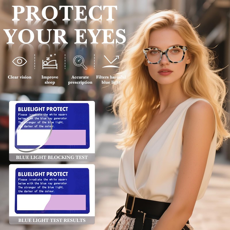 OPTOFENDY Progressive Multifocal Reading Glasses for Women, Oversized Blue Light