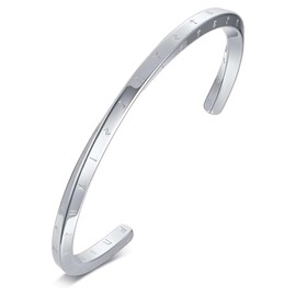 Innovess Viking Jewelry, Mobius Twist Design with Nordic Amulet Runes, Viking Bracelets for Men, Diameter 64mm (Silver)