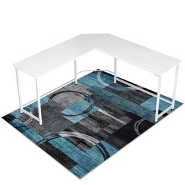 Office Chair Mat for Hardwood Floor&Tile Floor,48"X 60" Heavy Duty Desk Chair Mat for Hard Floors,Under Desk Rug for Rolling Computer Chair,Anti Slip,Low Pile Carpet Floor-Geo Blue Gray