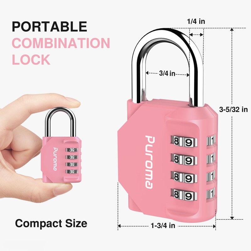 Puroma 1 Pack Combination Lock for Locker 4 Digit Outdoor