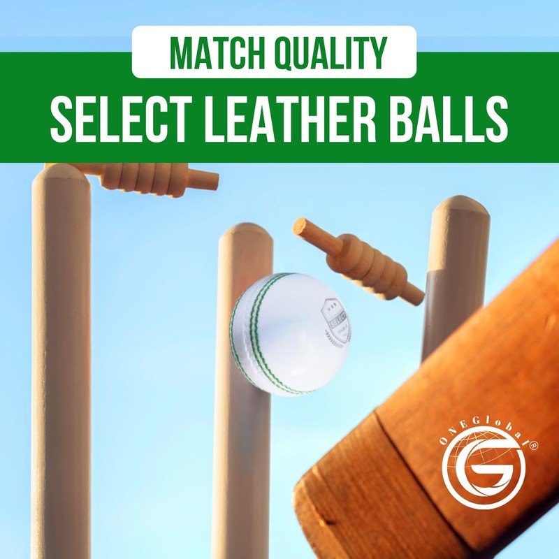 ONEGlobal Select Leather Cricket Ball | 100% Handcrafted, 156g -