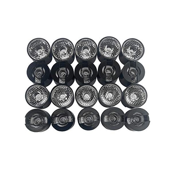 (Pack of 20) Acrylic Lens with Black Holder Bracket, Focusing Led Lens Use for Led Beads, Led Chip, Led Lamp Bulb Focus, 25 Degree Î¦20mm