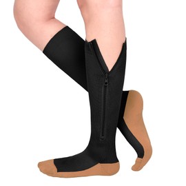 Totexil Zipper Compression Socks for Women and Men, 20-30mmHg Closed Toe Copper Fiber Compression Sock, Knee High Graduated Medical Compression Stockings, Best Support Socks for Sports, Varicose Veins