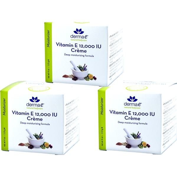 3 x 113ml DermaE Vitamin E 12,000IU Creme / Moisturising Cream moisturiser