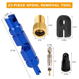 BWBWND 23 PCS Presta Valve Core Repair Kit, Tubeless Valve Cores with Caps Remover Adapter, Presta Valve Core Replacement Kit for Tubeless Road MTB Bike Tires, Car Accessories