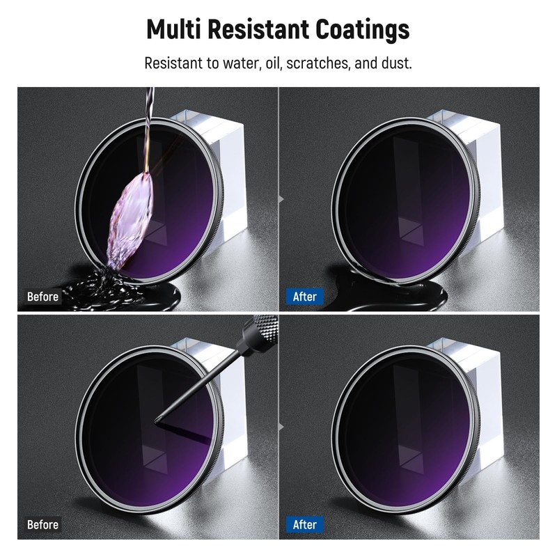 NEEWER 82mm Variable ND Filter ND2-400 (1-9 Stops) with 3x