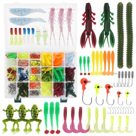 RoseFlower Fishing Lure Set Mixed Universal Artificial Topwater Fish Lure Soft Baits Kits Including Spinning Lure, Plastic Worm, hooks, Swivels and Storage Box - Freshwater Saltwater Fishing Equipment