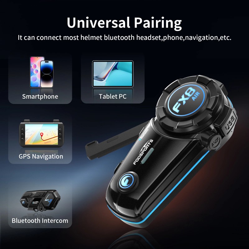 Fodsports FX8 AIR Motorcycle Bluetooth Headset Helmet Intercom 1000m 2-Way