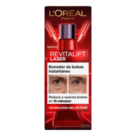 L'Oreal Paris Revitalift Laser Crema para Ojos Borrador de Bolsas Instantaneo, Reduce y Suaviza Bolsas en 15 Minutos y Reafirma el Contorno de los Ojos, 15ml.