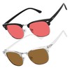 AMBEYE 2-Pack Clear Frame Brown & Black Frame Pink Glasses,