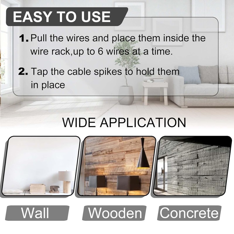 100Pcs Cable Stackers, White Cable Staples Clips with Steel Nails,