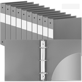 Henoyso 12 Pcs 3 Ring Binder 2 Inch Plastic Flexible Round Binder Fits Letter Size 8.5 x 11 Inch Paper Holds 300 Sheets with 1 Pockets for Office School (Gray)