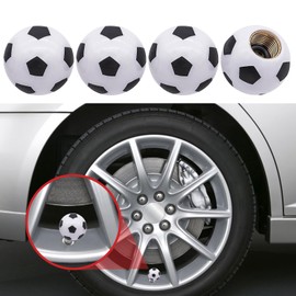 HIAHXC Set of 4 valve caps, car universal valve caps, car valve cap with sealing ring, plastic for cars, SUVs, motobikes (football)