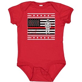 inktastic Firefighter Flag Fireman First Responder Gift Baby Bodysuit 24 Months Red 31437