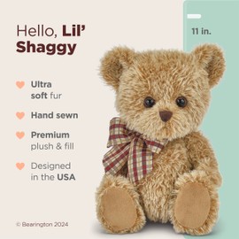 Bearington Collection Baby Shaggy Teddy Bear Plush - 11 in Brown Cute Classic - Soft & Cuddly Stuffed Animal Nursery Companion - Vintage-Looking Baby Girl Toy