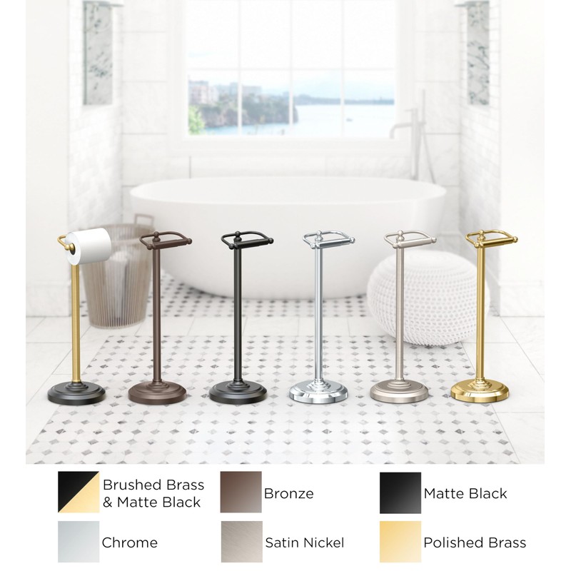 Gatco 1436C Pedestal Toilet Paper Holder, Chrome Large, 22" H