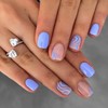 TUZANDW Short Square Blue Ripple Design Acrylic False Nails, 24