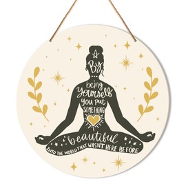 Muktoujaumai Meditation & Yoga Wall Decor - Zen Den Hanging Signs, Motivational Decorations for Spiritual Home, Office & Yoga Lovers