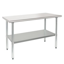 HARDURA Stainless Steel Table 24X48 Inches with Undershelf and Galvanized Legs NSF Heavy Duty Commercial Prep Work Table for Restaurant Kitchen Home and Hotel