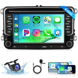 [4G+64G] Android Car Radio for Volkswagen VW Jetta Passat Golf Beetle Polo Caddy Tiguan Touran for SEAT for Skoda with Wireless CarPlay Android Auto, 7 Inch Car Radio with Bluetooth,GPS,WiFi,Camera