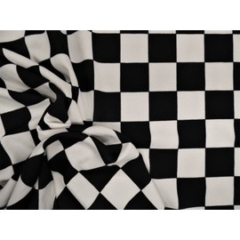 Printed Liverpool Textured Fabric 4 Way Stretch Checkered Black White P170