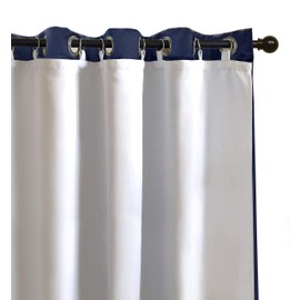 DriftAway Thermal Insulated 100 Percent Darkening Blackout Curtain Liner 2 Panels Each Liner Size 50 Inch by 92 Inch Rings Included Off White Panel