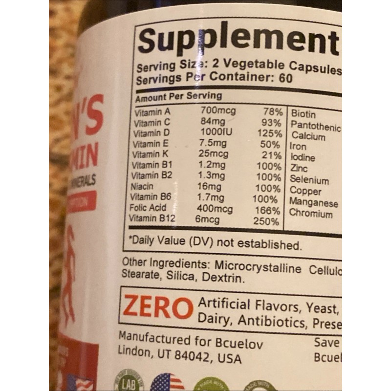 bcuelov women multivitamin 120 Capsules Vegetable 21 Complete Vitamins Minerals