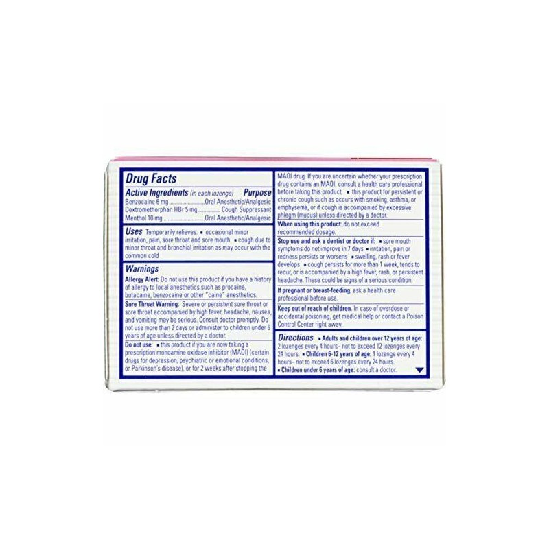 Chloraseptic Total Sore Throat + Cough Menthol Lozenges Wild Cherry