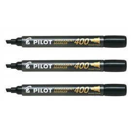 Pilot Set of 3 Permanent Markers SCA 400 Wide Bevel Tip Blackaa