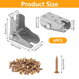 Pack of 4 Folding Hinges 90 Degree Hinges Folding Folding Hinge with Lock and 44 Screws Table Leg Folding Table Hinge for Wooden Tables Wooden Beds