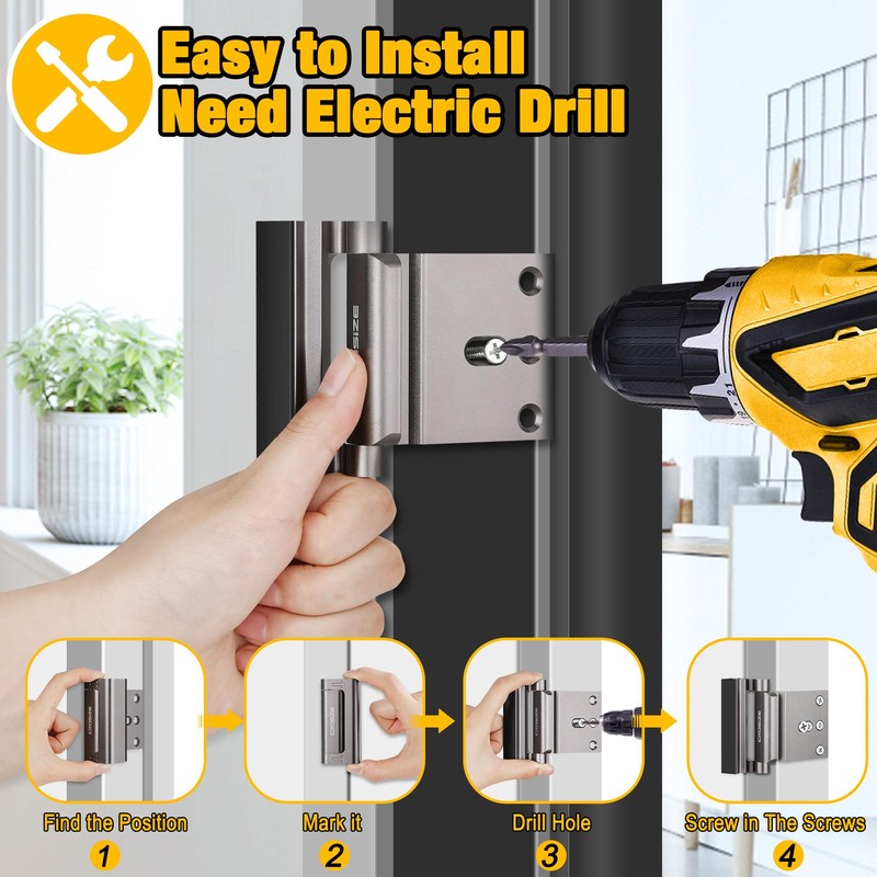 Home Security Door Lock, Upgraded Metal Door Reinforcement Lock, 3"