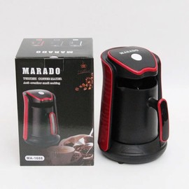 MARADO Turkish Arabic Greek Coffee Pot Maker Electric Machine 110v US PLUG 100% BPA-free, 1-4 Cups Brewing Capacity with Cook Sense Technology, Anti - Overflow cooking (Red), NORMAL, MA-1688